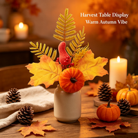 Tige de feuille d'érable artificielle en forme de citrouille, branche florale artificielle pour la récolte d'automne et Thanksgiving, pour la décoration de la maison et des fêtes