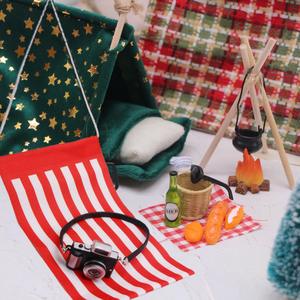 <span class=keywords><strong>Hamac</strong></span> balançoire pour poupée elfe de Noël, sac de couchage avec cadre en bois pour maison de poupée, mini jouet, camping en plein air, pique-nique, scène de feu de camp, décoration - Product Image 4