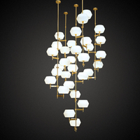 Lampes suspendues modernes de forme irrégulière lampe suspendue à tambour en verre grands lustres commerciaux fer et blanc LED 30 90 360 100 5 pièces