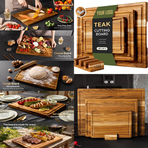 Tabla de Cortar de Madera de Teca Antideslizante de Primera Calidad, No Tóxica, para Usar Sobre el Fregadero, Juego de Tablas de Cortar de Madera Maciza con Soporte para Grabado Láser - Product Image 6