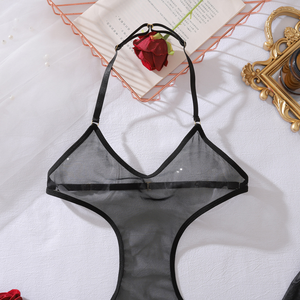 Conjunto de Lencería Transparente Bordada para Mujer, Estilo Babydoll Sexy, Encaje, Malla Floral, Método de Tejido de Crochet, Talla L - Product Image 3