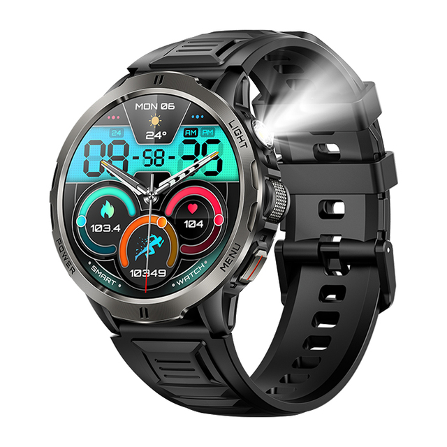 2026 KT92 Smart Watch 1.7 Inch HD Screen 3ATM Waterproof 1100mAh Long Battery Compass Flashlight Wireless Call Smartwatch