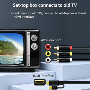 Câble HDMI vers RCA <span class=keywords><strong>AV</strong></span>, adaptateur vidéo audio composite HDMI vers 3RCA pour téléviseurs anciens, 1m/2m/3m/5m/10m - Product Image 3