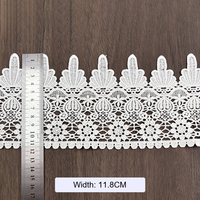 Dentelle florale européenne large à festons, blanc optique, ajourée, pour ourlets de vêtements, rideaux, fournitures de bricolage faites à la main