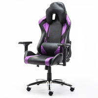 Chaise de jeu pour ordinateur noire et violette pour adultes avec dossier inclinable, accoudoirs 4D réglables, chaise de jeu personnalisée