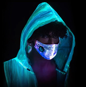 Cao Cấp chần nhảy múa Áo khoác ánh sáng ban đêm của nam giới Zip hoodie Glow Áo khoác LED sợi quang vải đứng dệt hip hop unisex nhuộm - Product Image 6