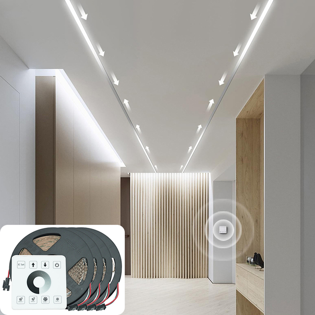 Addressable WS2811 Running White LED Light Strip 24V APP Remote Control 3000K 4000K 6500K for Stairs Ceiling Entrance Wedding