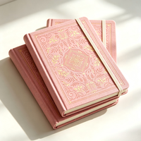 Carnet A5 à couverture rigide en tissu rose, motif floral, avec dorure à chaud personnalisée, pour journal intime et papeterie