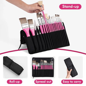 Pinceau de <span class=keywords><strong>peinture</strong></span> professionnel en acrylique Fontainebleau, différentes tailles, rose, pour artiste, avec sac de rangement pour pinceaux - Product Image 2