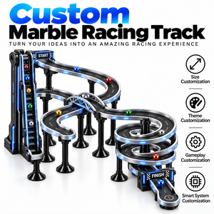 Piste de course à billes LED avec pont arqué, piste surélevée multi-niveaux, logo personnalisé, thème, piste de course à billes électrique - Product Image 1