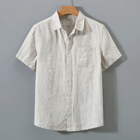 Baumwoll-Leinen-Hemden für Herren mit individuellem Logo, Sommer, lässig, arabischer Stil, Vintage, schnelltrocknend & UV-Schutz, lockere Passform, Großhandel