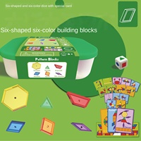 Balok Pola Transparan Mainan Edukasi Dini Set Balok Bangunan Kartu Aktivitas Puzzle Pengajaran TK Dadu untuk Segala Usia