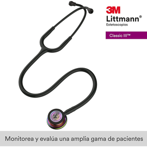 5870 Littmann Classic III Stethoskop, Schwarz mit Regenbogen-Prägung am Kopfteil - Product Image 3