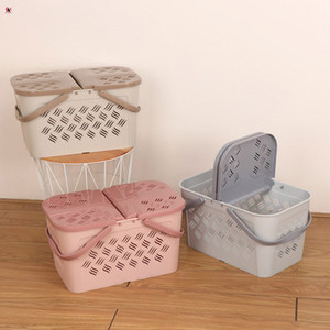 Portable Plastic <strong>Rectangle</strong> <strong>Storage</strong> <strong>Basket</strong> with Lid Picnic Small <strong>Basket</strong> - Product Image 3