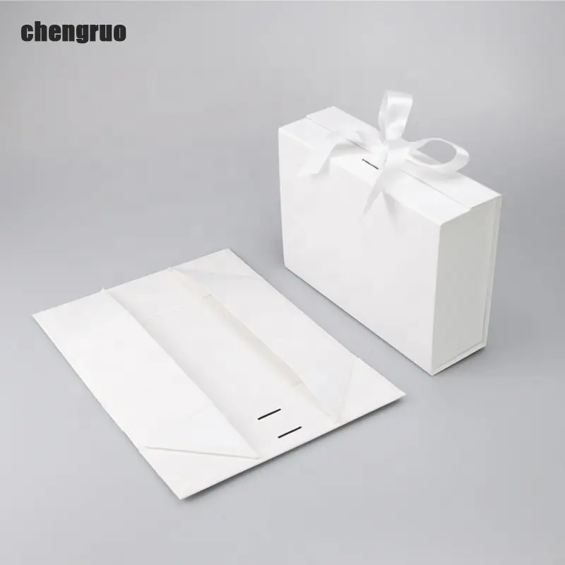 Chengruo OEM Cajas Flores Sorpresa Caixa Book Style Shape Foldable Magnetic Closure Gift Paper Box Packaging With Ribbon