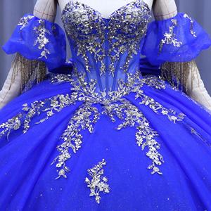 Abito <span class=keywords><strong>da</strong></span> <span class=keywords><strong>ballo</strong></span> di lusso blu reale per Quinceañera, vestito <span class=keywords><strong>da</strong></span> sera perfetto per ragazze di 16 anni, stile festa, lungo fino al pavimento, con applicazioni naturali - Product Image 4