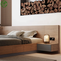 Meubles d'appartement d'hôtel de luxe moderne, cadre de lit en bois massif avec matelas, couleur noyer, taille king queen