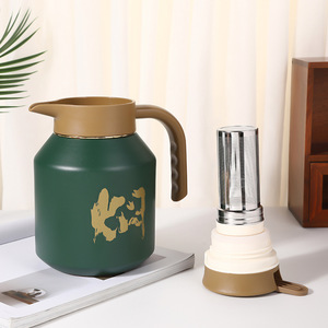 316 Stainless Steel <b>Thermos</b> Teapot 1800Ml Vacuum Insulated With Handle For Travel Green - Product Image 1