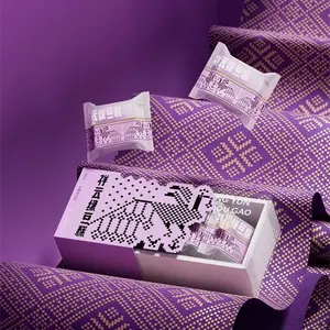 Customized eco-friendly recyclable material made purple moon cake brand packaging box in matt with transparent window