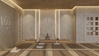 Diseño Interior de Lujo para Estudio de Pilates y Yoga, Muebles Personalizados para Centro de Bienestar, Solución de Equipamiento para Spa y Gimnasio con Microcemento Crema