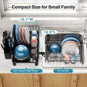 Nhà máy tùy chỉnh nhỏ gọn món ăn Kệ nhà bếp truy cập hoặc trong bồn rửa món ăn nhỏ <span class=keywords><strong>drainer</strong></span> với đồ dùng chủ và cống Spout món ăn giá - Product Image 2