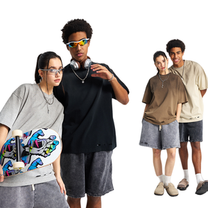 Camiseta de Manga Corta para Hombre, Personalizada, Teñida con Spray, Desgastada y Lavada, Camiseta de Manga Corta para Hombre con Efecto Desgastado - Product Image 2