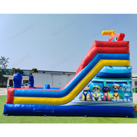 Toboggan gonflable commercial à double voie, château gonflable avec toboggan, toboggan gonflable en PVC EN14960