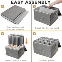 Étui de rangement rigide empilable en tissu cationique pour verres à pied, gris, pour flûtes à champagne et verres à boire, avec poignée de transport