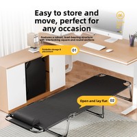 Lit de repos individuel pour la maison, le bureau, l'extérieur, simple, portable, pour adultes, lit de plage, lit de camping, tissu Oxford, cadre en fer