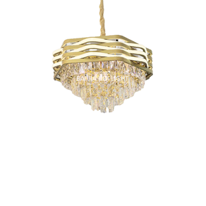 Lustre moderne en cristal translucide doré, luminaire suspendu de haute qualité, LED à intensité variable, <span class=keywords><strong>6</strong></span> ampoules, blanc chaud, CRI 90, 50 cm - Product Image 4