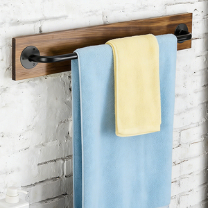 <span class=keywords><strong>Porte</strong></span>-serviettes mural rustique en métal et bois, barre de 70 cm pour une seule serviette - Product Image 1