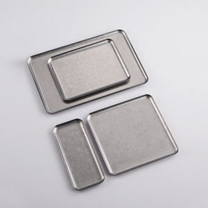 Assiette Carrée Vintage Coréenne, Plateau en Acier Inoxydable 304 pour Café, Plateau à Dessert et Gâteau, Plateau de <span class=keywords><strong>Barbecue</strong></span> Vieilli avec Logo Personnalisé - Product Image 1
