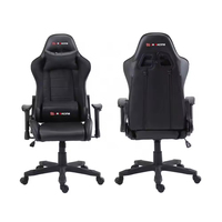 Fauteuil de jeu ergonomique noir de haute qualité en cuir PU, pivotant, inclinable, design moderne personnalisable, réglable avec vérin à gaz 3 positions