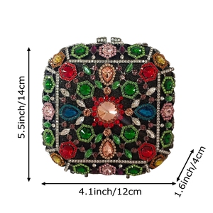 Bolso de mano cuadrado de cristal delicado para mujer, con pedrería brillante, para novia, fiesta, invitada, cóctel - Product Image 2