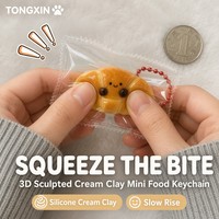 TONGXIN Mini porte-clés en silicone en forme de nourriture, crème douce, 9 pièces, à remontée lente, aspect artisanal, jouet squishy à presser, cadeau de collection OEM