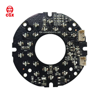 Placa PCB con 24 LEDs Infrarrojos de 12V, Interruptor Automático Día/Noche Integrado, Fabricante de PCBA Personalizado, Componentes de Luz LED con Orificio para CCTV