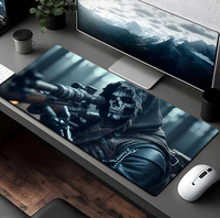 Alas Mouse Gaming Bertema Ekstra Besar dengan Desain Permukaan Bertudung Tengkorak Sniper Stealth, Cetakan Definisi Tinggi Reaper Grim