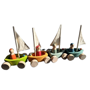 Ensemble de blocs éducatifs en bois pour enfants, jouets d'empilage, bateau à voile pastel lime Weixuan JS155 pour les enfants de 2 à 13 ans - Product Image 2