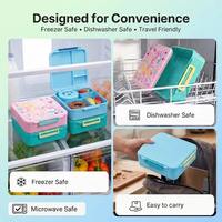 Boîte à lunch bento pour enfants, 4 compartiments, récipient de qualité alimentaire, anti-fuite, avec bol à soupe, repas scolaire portable pour les étudiants
