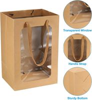 Sac Kraft Brun Personnalisé Réutilisable Transparent Carré Fenêtre Mat Stratification Cadeau Fait Main Ruban Emballage Durable Festivals