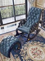Fauteuil à bascule mobile en cuir véritable de style européen pour salon, chambre principale, fauteuil inclinable paresseux, canapé à bascule pour balcon