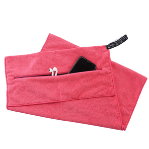 Biểu tượng tùy chỉnh bông phòng tập thể dục thể thao khăn với dây kéo mũ và túi vải - Product Image 4
