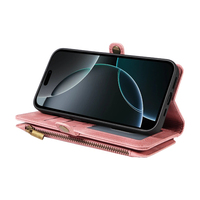 Dompet Kulit PU untuk iPhone 16 Pro, 9 Slot Kartu + Kantong Koin Ber-resleting, Penyangga, Pemblokir RFID, 360 °   Perlindungan