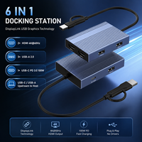 Adaptador DisplayLink USB C a Doble HDMI 4K 60Hz 6 en 1, Hub Híbrido Tipo C USB A, Estación de Acoplamiento para Dos Monitores, Compatible con MacBook M1 M2 M3
