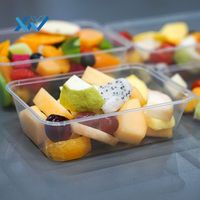 Boîte jetable carrée en plastique recyclable de 650 ml pour aliments avec couvercle en PP
