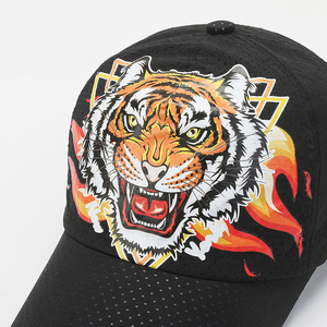 Tiger Print Mesh Baseball Cap Black Quick Drying Breathable Sun Protection Unisex Outdoor Hat - Product Image 1