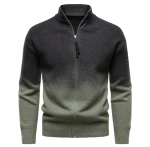 Suéter Cárdigan de Punto para Hombre, Estilo Británico, con Cuello Vertical y Cierre de Cremallera, en Colores Degradados, para Otoño e Invierno - Product Image 4