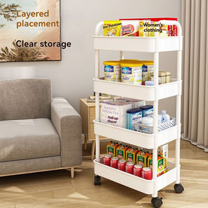 3/4/5단 이동식 플라스틱 수납 카트, 주방/욕실/간식 보관용 스탠딩형 설치 - Product Image 6