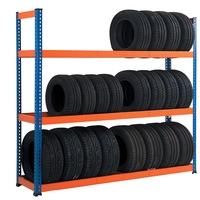 Étagère de stockage robuste pour entrepôt, en acier, pour pneus de camion, avec poteaux métalliques pliables et amovibles, anti-rouille