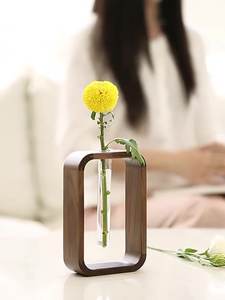 Vase en verre en bois <span class=keywords><strong>de</strong></span> noyer <span class=keywords><strong>de</strong></span> haute qualité, vase en tube à essai, vase pour plantes hydrophiles, porte-plantes pour la décoration <span class=keywords><strong>de</strong></span> la maison - Product Image 2